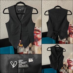90's vintage Black Pinstripe Waistcoat